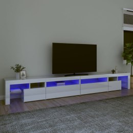 Szafka pod TV ze światłem LED, błyszcząca, biała, 290x36,5x40cm Lumarko