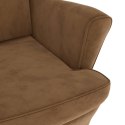 Fotel uszak z podnóżkiem, brązowy, tapicerowany aksamitem Lumarko