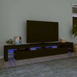 Szafka pod TV z oświetleniem LED, czarna, 260x36,5x40 cm Lumarko