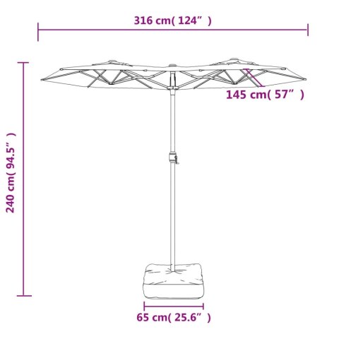 VidaXL Parasol ogrodowy podwójny, kolor taupe, 316x240 cm Lumarko!