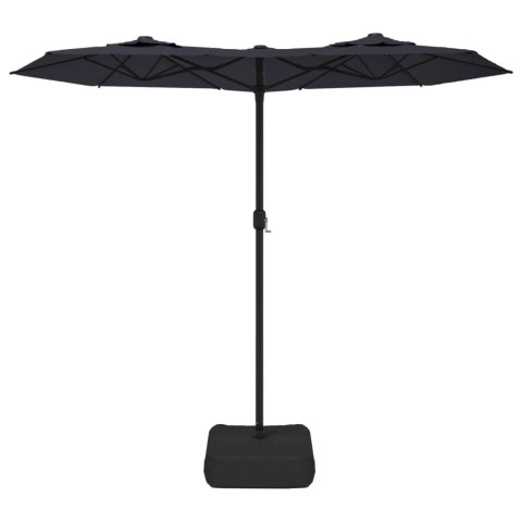 Parasol ogrodowy podwójny z LED, czarny, 316x240 cm Lumarko!