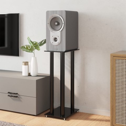 Stojaki pod głośniki, 2 szt., czarne, szkło hartowane, 4 słupki Lumarko!