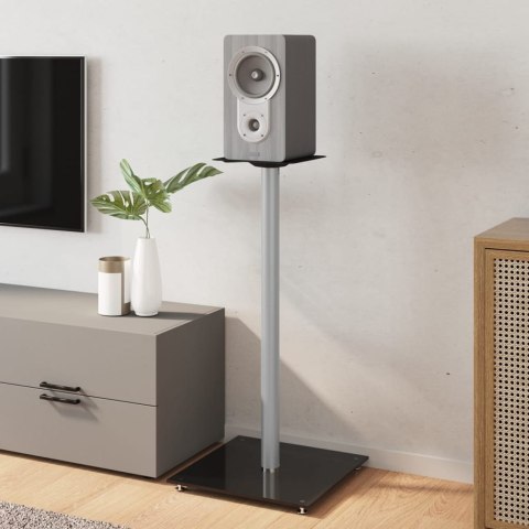 Stojaki pod głośniki, 2 szt., czarno-srebrne, szkło hartowane Lumarko!