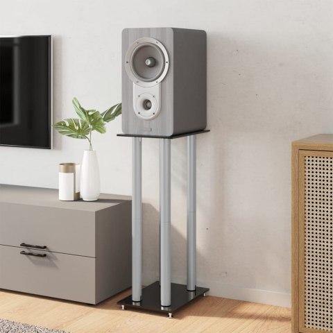 Stojaki pod głośniki, 2 szt., czarno-srebrne, szkło hartowane Lumarko!