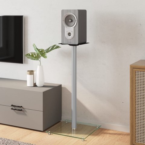 VidaXL Stojaki pod głośniki, 2 szt, srebrne, szkło hartowane, 1 słupek Lumarko!