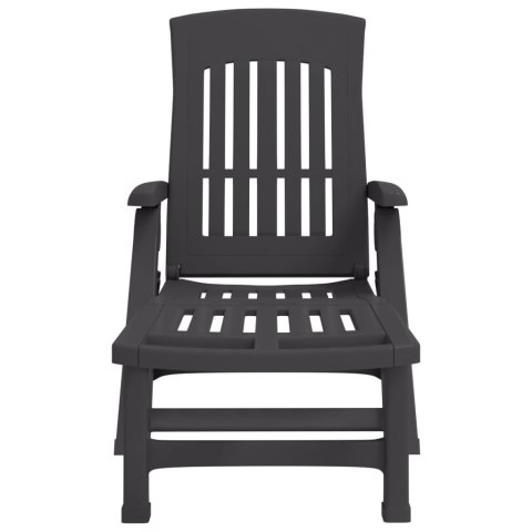 Składany leżak na kółkach, antracytowy, PP Lumarko!