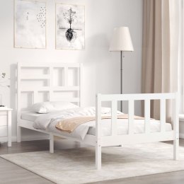 VidaXL Rama łóżka z wezgłowiem, biała, 90x200 cm, lite drewno Lumarko!