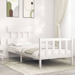 VidaXL Rama łóżka z wezgłowiem, biała, 90x200 cm, lite drewno Lumarko!