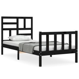 VidaXL Rama łóżka z wezgłowiem, czarna, 100x200 cm, lite drewno Lumarko!