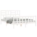 VidaXL Rama łóżka z zagłówkiem, biała, 160x200 cm, lite drewno Lumarko!
