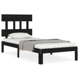 VidaXL Rama łóżka z wezgłowiem, czarna, 100x200 cm, lite drewno Lumarko!