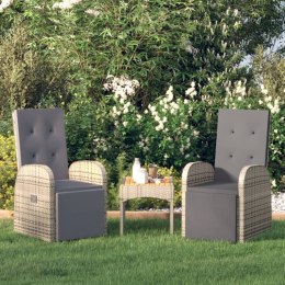 VidaXL Rozkładane krzesła ogrodowe, poduszki, 2 szt., szare, rattan PE Lumarko!