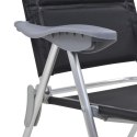VidaXL Krzesła turystyczne, 2 szt., 58x69x111 cm, aluminium, czarne