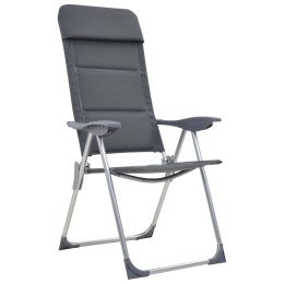 Krzesła turystyczne, 2 szt., 58 x 69 x 111 cm, aluminium, szare2 Lumarko!