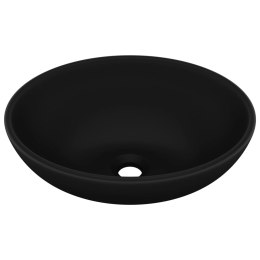 VidaXL Luksusowa, owalna umywalka, matowa czerń, 40x33 cm, ceramiczna
