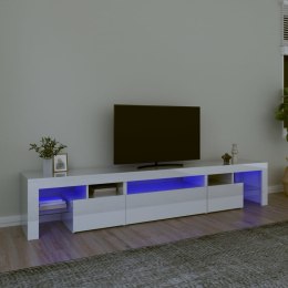 Szafka pod TV z oświetleniem LED, biała, 215x36,5x40 cm2 Lumarko!