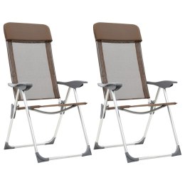 Składane krzesła turystyczne, 2 szt., brązowe, aluminiowe Lumarko!