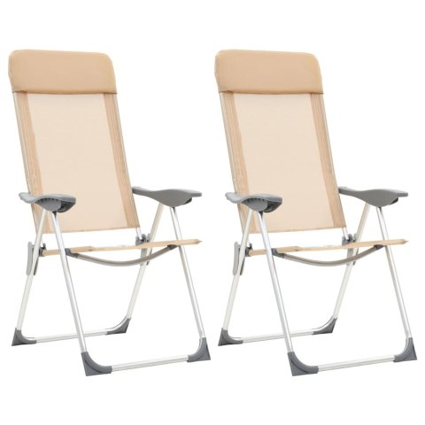 Składane krzesła turystyczne, 2 szt., kremowe, aluminiowe Lumarko!