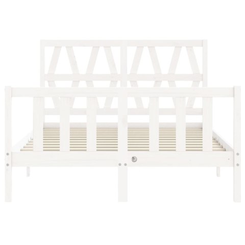 Rama łóżka z wezgłowiem, biała, 120x200 cm, lite drewno Lumarko!