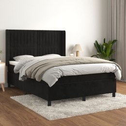 Łóżko kontynentalne z materacem, czarne, aksamit, 140x190 cm Lumarko!