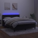 Łóżko kontynentalne z materacem i LED, czarny aksamit 140x190cm Lumarko!
