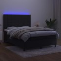 Łóżko kontynentalne z materacem i LED, czarny aksamit 140x190cm Lumarko!