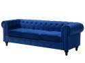 Sofa 3-osobowa welurowa niebieska CHESTERFIELD Lumarko!