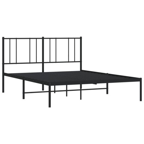 Metalowa rama łóżka z wezgłowiem, czarna, 160x200 cm Lumarko!