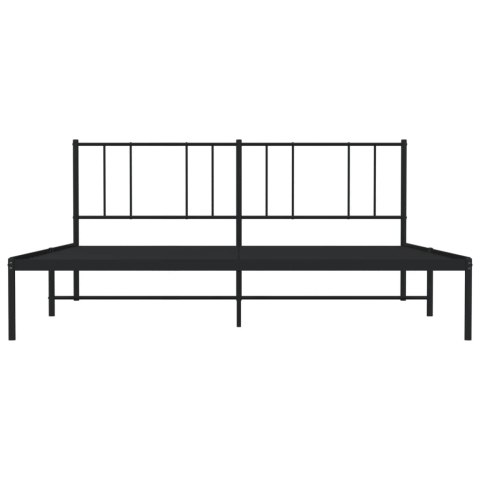 VidaXL Metalowa rama łóżka z wezgłowiem, czarna, 200x200 cm