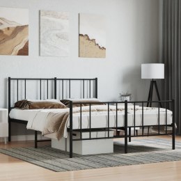 Metalowa rama łóżka z wezgłowiem i zanóżkiem, czarna, 160x200cm Lumarko!