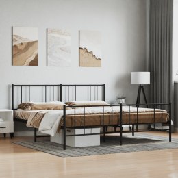 Metalowa rama łóżka z wezgłowiem i zanóżkiem, czarna, 183x213cm Lumarko!