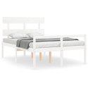 Rama łóżka z wezgłowiem, biała, 140x200 cm, lite drewno Lumarko!