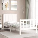 Rama łóżka z wezgłowiem, biała, 90x200 cm, lite drewno Lumarko!