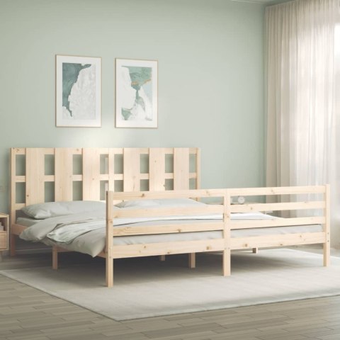 VidaXL Rama łóżka z wezgłowiem, 200x200 cm, lite drewno