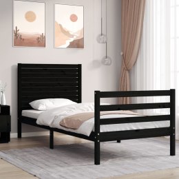Rama łóżka z wezgłowiem, czarna, 90x200 cm, lite drewno Lumarko!