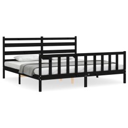 Rama łóżka z zagłówkiem, czarna, 180x200 cm, drewniana Lumarko!