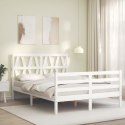 Rama łóżka z wezgłowiem, biała, 120x200 cm, lite drewno Lumarko!