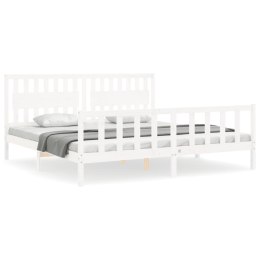 VidaXL Rama łóżka z wezgłowiem, biała, 200x200 cm, lite drewno