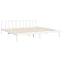 Rama łóżka z wezgłowiem, biała, 200x200 cm, lite drewno Lumarko!