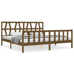 VidaXL Rama łóżka z wezgłowiem, brązowa, 6FT Super King, lite drewno