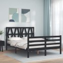 Rama łóżka z wezgłowiem, czarna, 120x200 cm, lite drewno Lumarko!