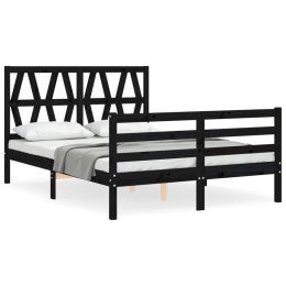 VidaXL Rama łóżka z wezgłowiem, czarna, 120x200 cm, lite drewno
