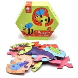 CLASSIC WORLD Drewniane Puzzle Owady Układanka Dla Dzieci 6 Obrazków 24 el. Lumarko!
