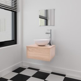 VidaXL 3-częściowy zestaw do łazienki z umywalką, beżowy
