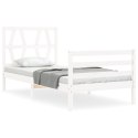Rama łóżka z wezgłowiem, biała, 100x200 cm, lite drewno Lumarko!