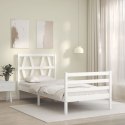 Rama łóżka z wezgłowiem, biała, 100x200 cm, lite drewno Lumarko!