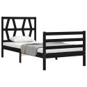 Rama łóżka z wezgłowiem, czarna, 100x200 cm, lite drewno Lumarko!