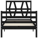 Rama łóżka z wezgłowiem, czarna, 100x200 cm, lite drewno Lumarko!