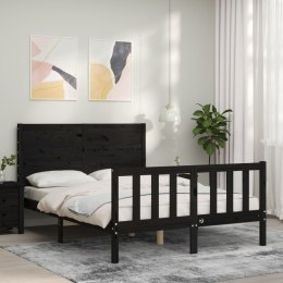 Rama łóżka z wezgłowiem, czarna, 140x190 cm, lite drewno Lumarko!