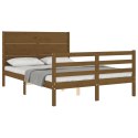 Rama łóżka z wezgłowiem, miodowa, 140x200 cm, lite drewno Lumarko!
